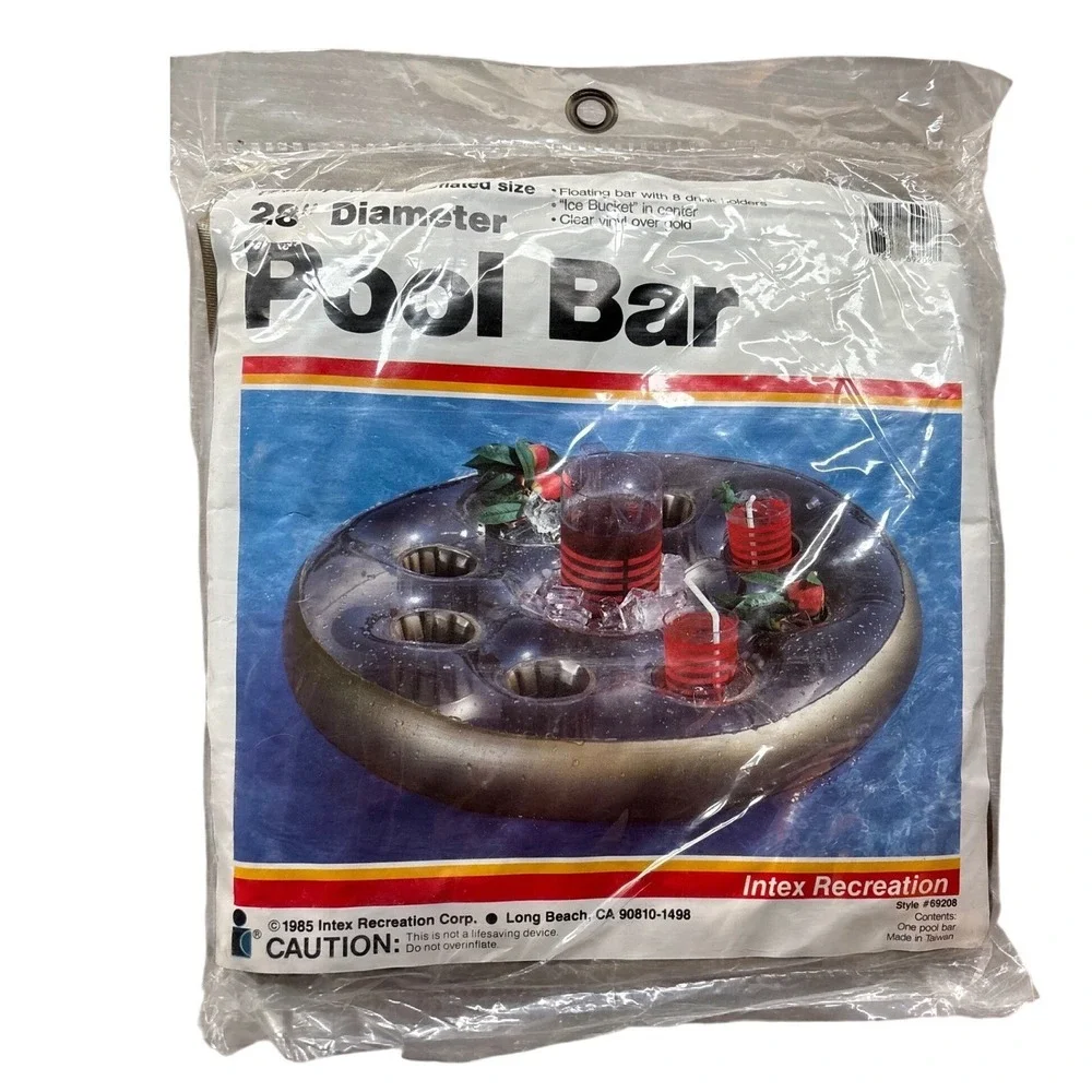 Vintage 1985 Intex Pool Bar Inflatable‎ Floating 8 Drink Holder Ice Bucket Retro